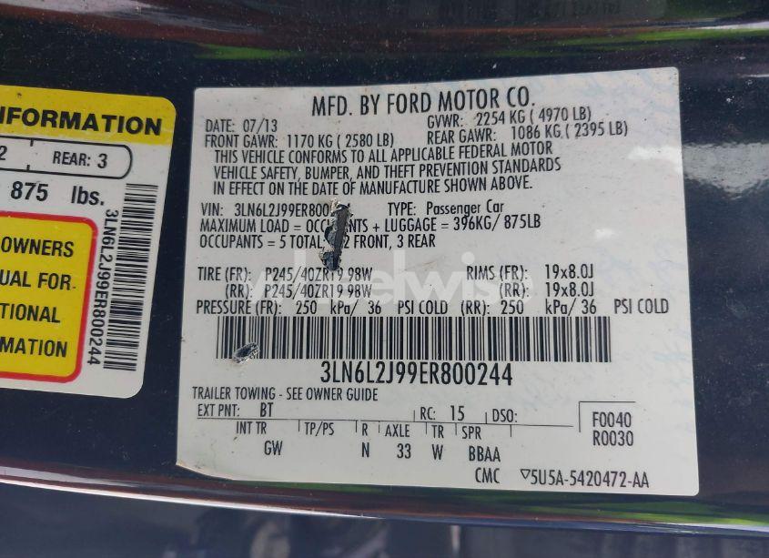 Photo 9 of 2014 Lincoln Mkz (VIN 3LN6L2J99ER800244)