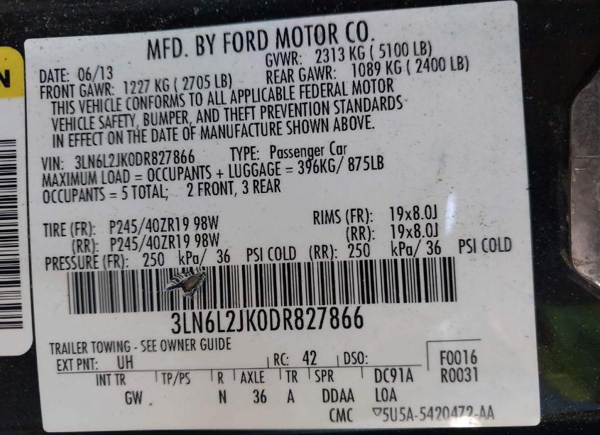 Photo 9 of 2013 Lincoln Mkz (VIN 3LN6L2JK0DR827866)