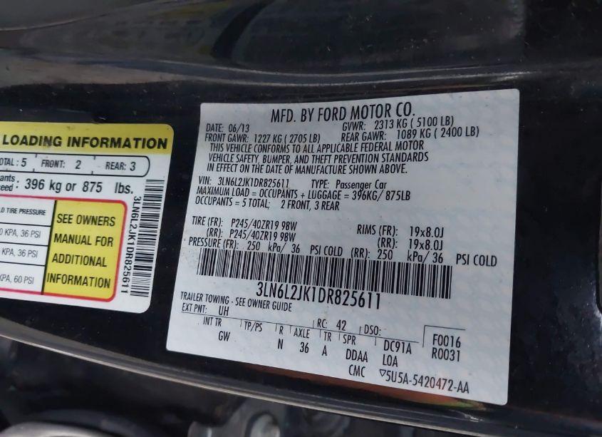 Photo 9 of 2013 Lincoln Mkz (VIN 3LN6L2JK1DR825611)