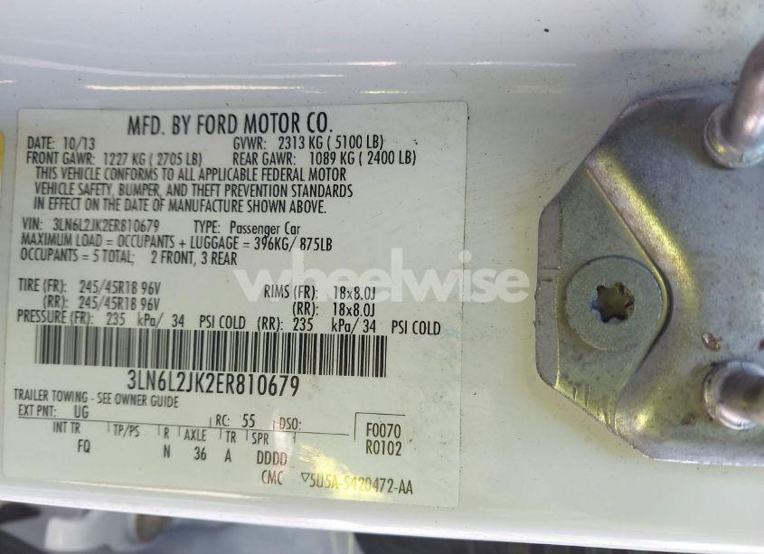 Photo 9 of 2014 Lincoln Mkz (VIN 3LN6L2JK2ER810679)