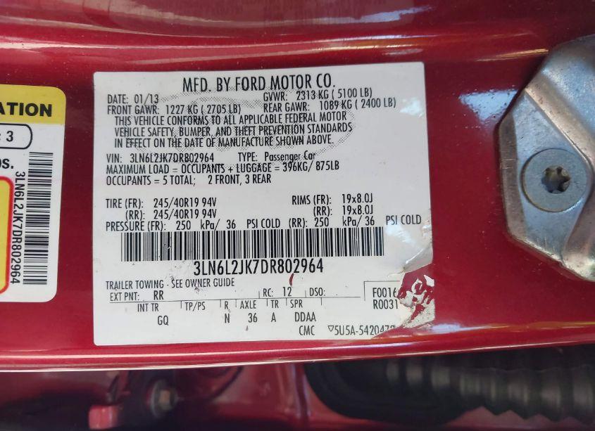 Photo 9 of 2013 Lincoln Mkz (VIN 3LN6L2JK7DR802964)