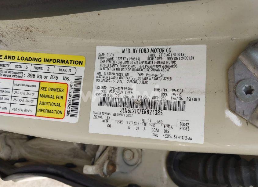 Photo 9 of 2014 Lincoln Mkz (VIN 3LN6L2JK7ER821385)