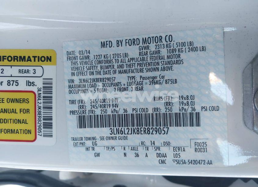 Photo 9 of 2014 Lincoln Mkz (VIN 3LN6L2JK8ER829057)