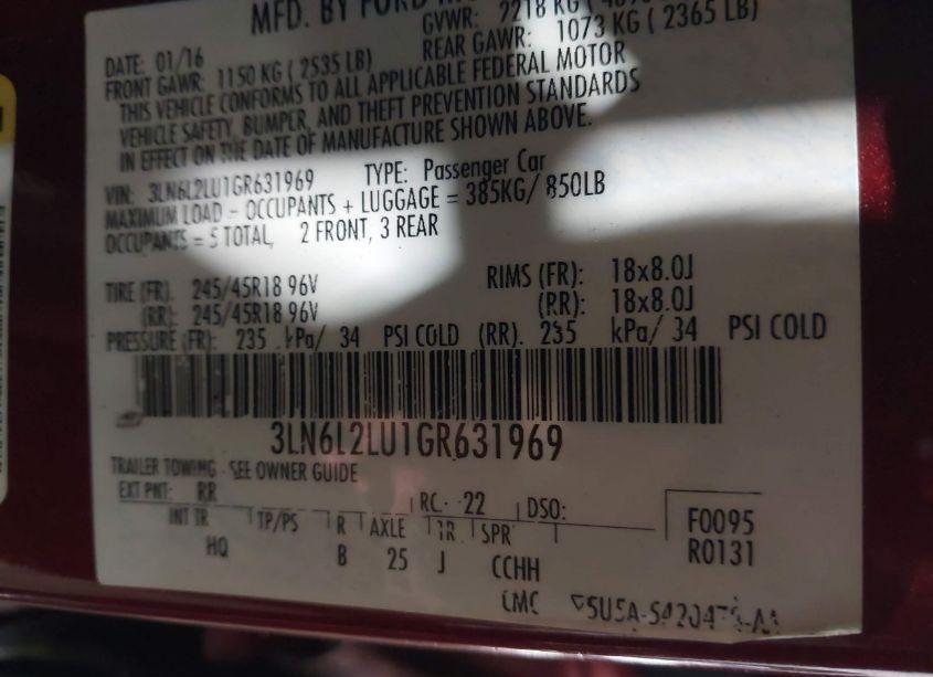 Photo 9 of 2016 Lincoln Mkz HYBRID (VIN 3LN6L2LU1GR631969)