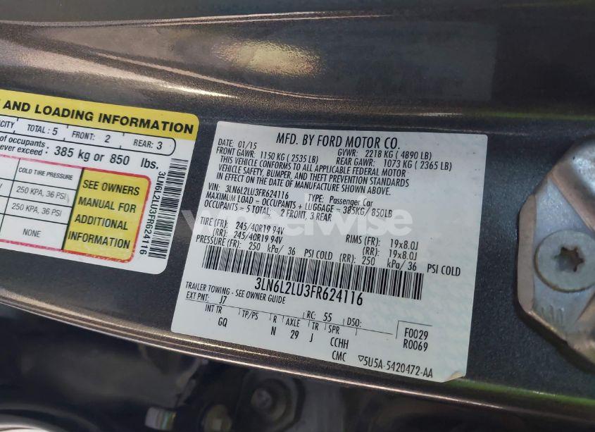 Photo 9 of 2015 Lincoln Mkz HYBRID (VIN 3LN6L2LU3FR624116)