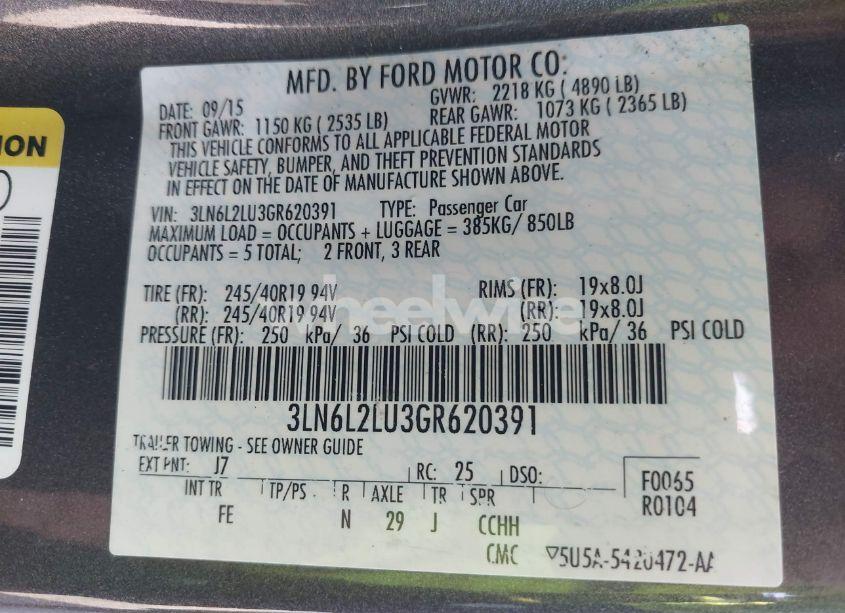 Photo 9 of 2016 Lincoln Mkz HYBRID (VIN 3LN6L2LU3GR620391)