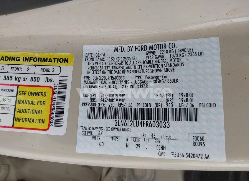 Photo 9 of 2015 Lincoln Mkz HYBRID (VIN 3LN6L2LU4FR603033)