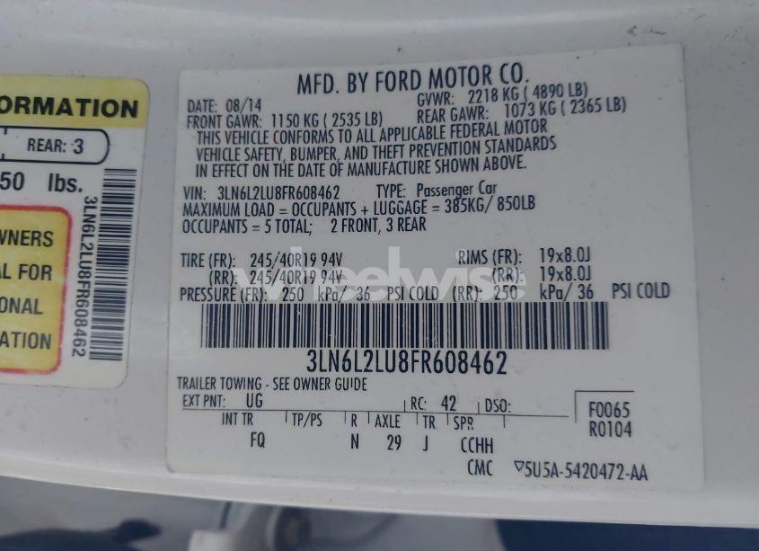 Photo 9 of 2015 Lincoln Mkz HYBRID (VIN 3LN6L2LU8FR608462)