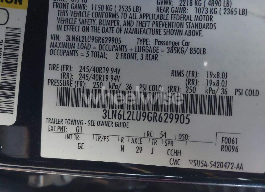 Photo 9 of 2016 Lincoln Mkz HYBRID (VIN 3LN6L2LU9GR629905)