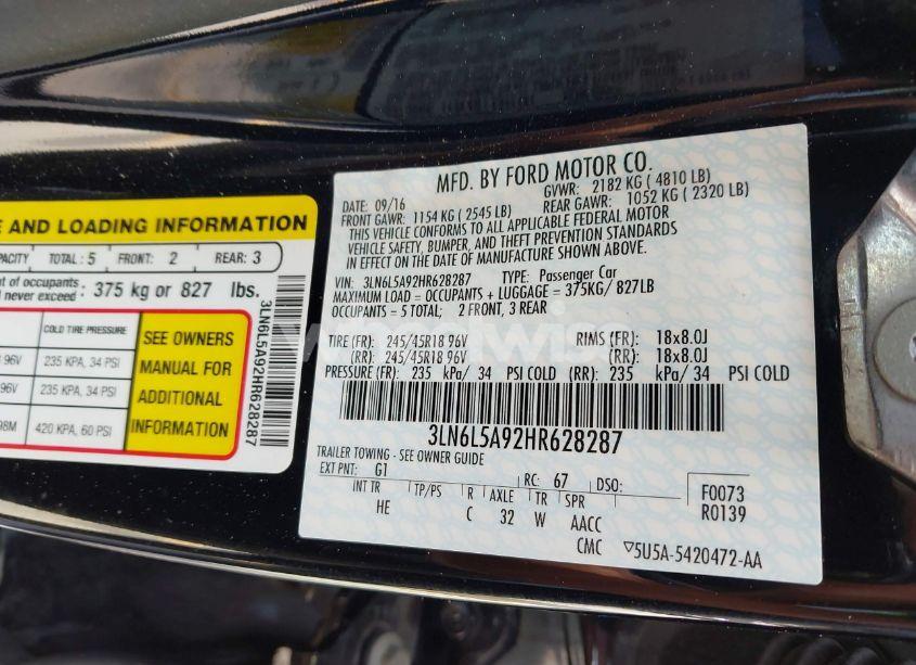 Photo 9 of 2017 Lincoln Mkz PREMIERE (VIN 3LN6L5A92HR628287)