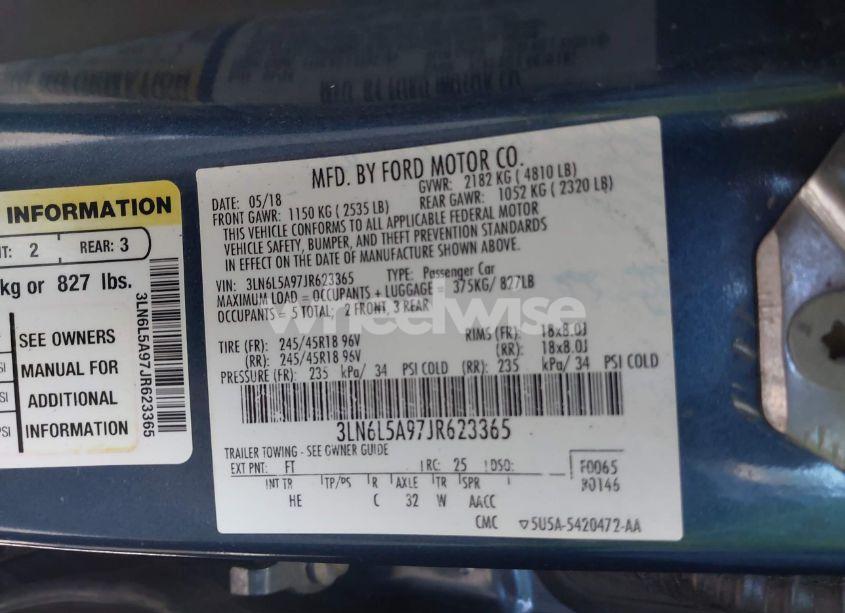 Photo 9 of 2018 Lincoln Mkz PREMIERE (VIN 3LN6L5A97JR623365)