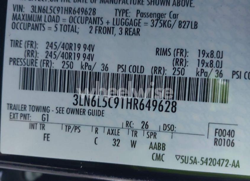 Photo 9 of 2017 Lincoln Mkz SELECT (VIN 3LN6L5C91HR649628)