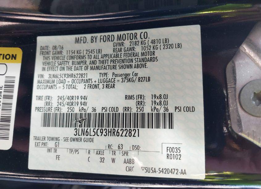 Photo 9 of 2017 Lincoln Mkz SELECT (VIN 3LN6L5C93HR622821)