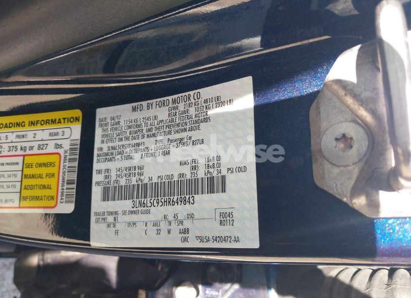 Photo 9 of 2017 Lincoln Mkz SELECT (VIN 3LN6L5C95HR649843)