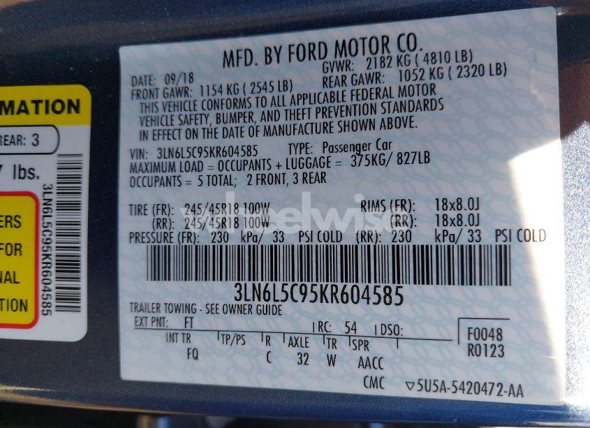 Photo 9 of 2019 Lincoln Mkz RESERVE I (VIN 3LN6L5C95KR604585)