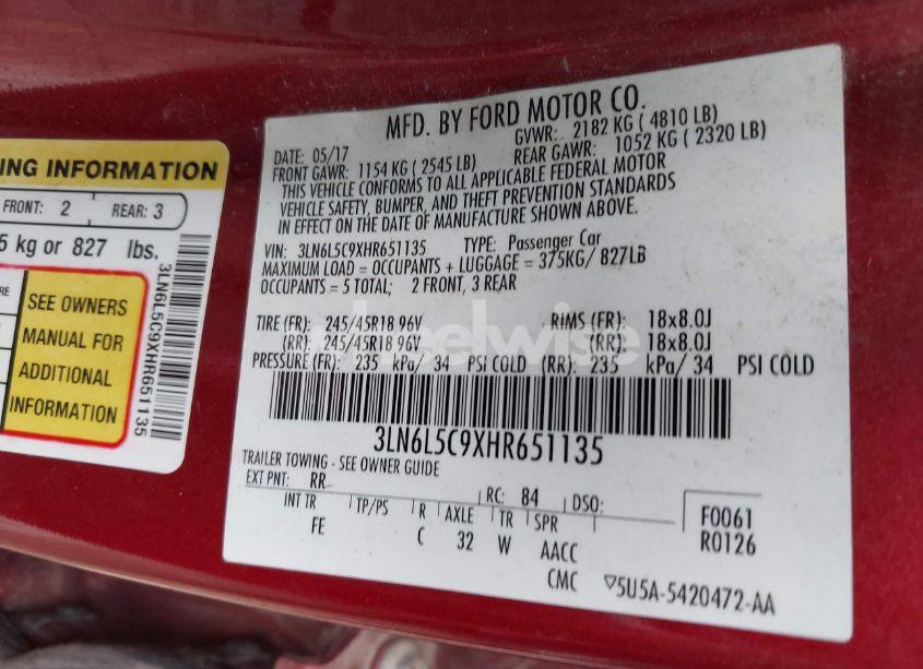 Photo 9 of 2017 Lincoln Mkz SELECT (VIN 3LN6L5C9XHR651135)