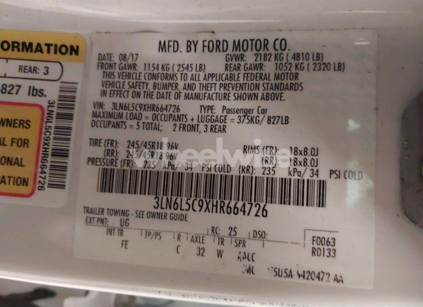 Photo 9 of 2017 Lincoln Mkz SELECT (VIN 3LN6L5C9XHR664726)