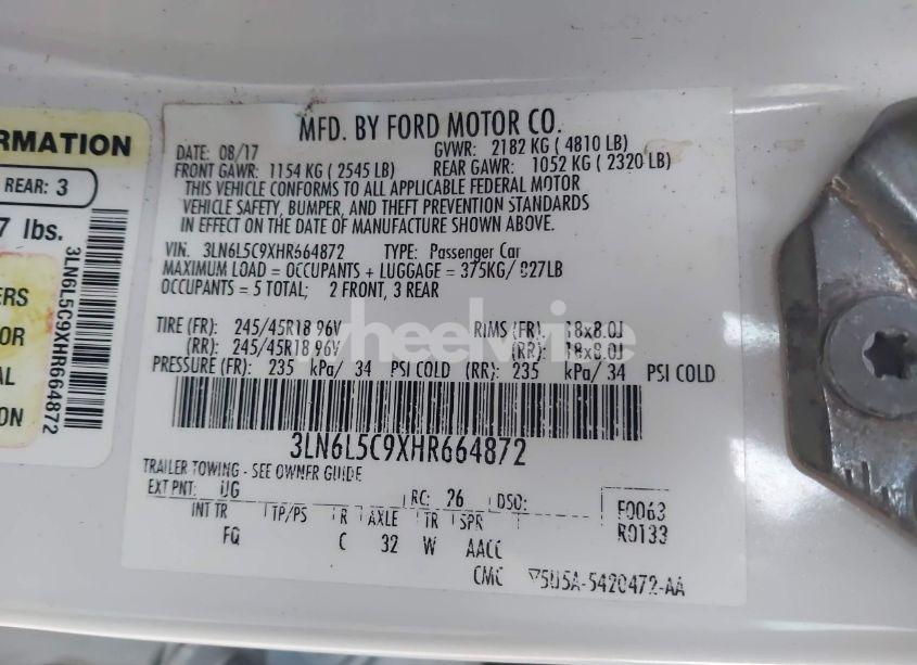 Photo 9 of 2017 Lincoln Mkz SELECT (VIN 3LN6L5C9XHR664872)