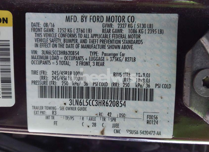 Photo 9 of 2017 Lincoln Mkz SELECT (VIN 3LN6L5CC3HR620854)