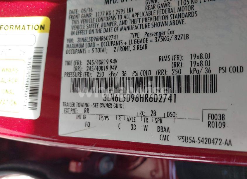 Photo 9 of 2017 Lincoln Mkz SELECT (VIN 3LN6L5D96HR602741)