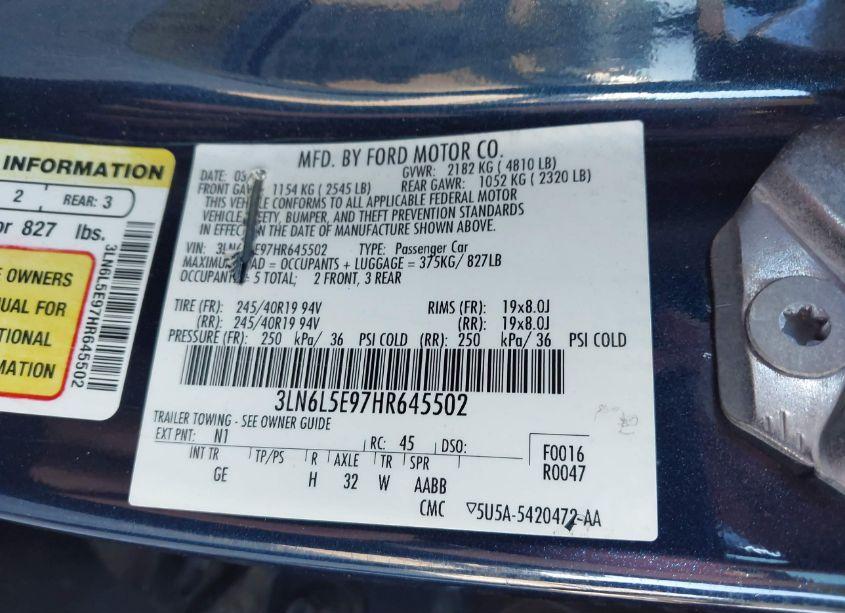 Photo 9 of 2017 Lincoln Mkz RESERVE (VIN 3LN6L5E97HR645502)