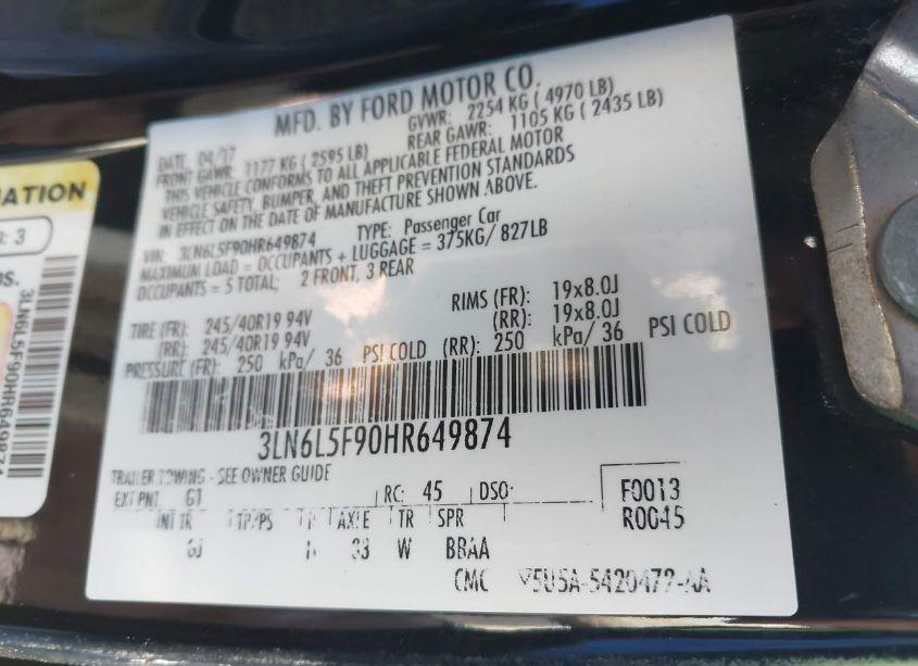 Photo 9 of 2017 Lincoln Mkz RESERVE (VIN 3LN6L5F90HR649874)