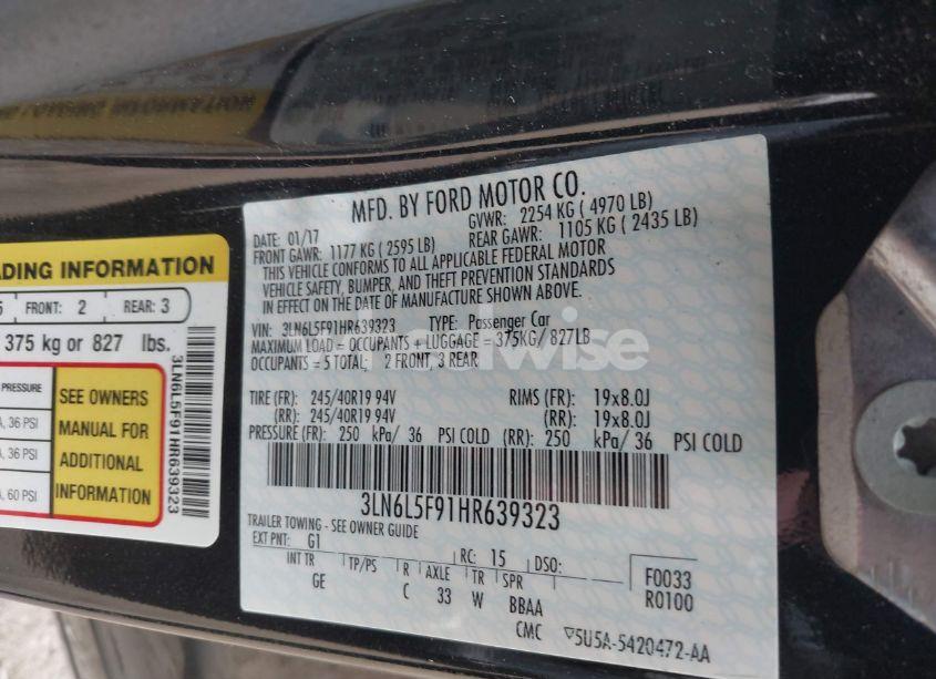 Photo 9 of 2017 Lincoln Mkz RESERVE (VIN 3LN6L5F91HR639323)