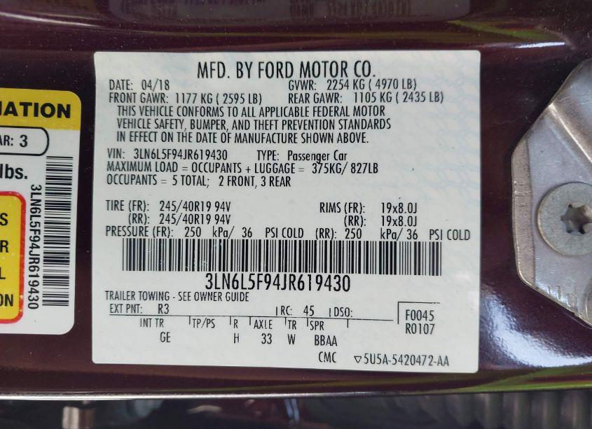 Photo 9 of 2018 Lincoln Mkz RESERVE (VIN 3LN6L5F94JR619430)