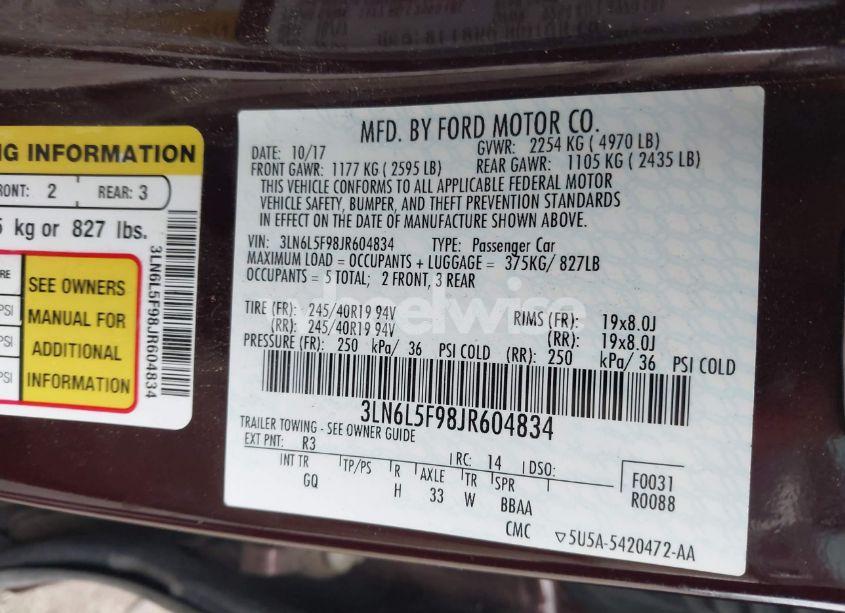 Photo 9 of 2018 Lincoln Mkz RESERVE (VIN 3LN6L5F98JR604834)