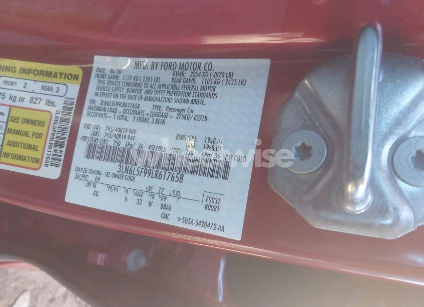 Photo 9 of 2020 Lincoln Mkz RESERVE (VIN 3LN6L5F99LR617658)