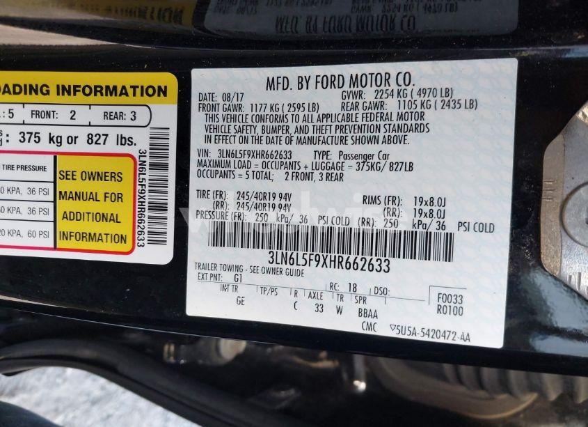 Photo 9 of 2017 Lincoln Mkz RESERVE (VIN 3LN6L5F9XHR662633)