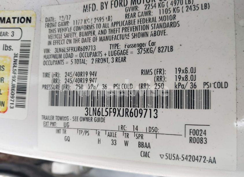 Photo 9 of 2018 Lincoln Mkz RESERVE (VIN 3LN6L5F9XJR609713)