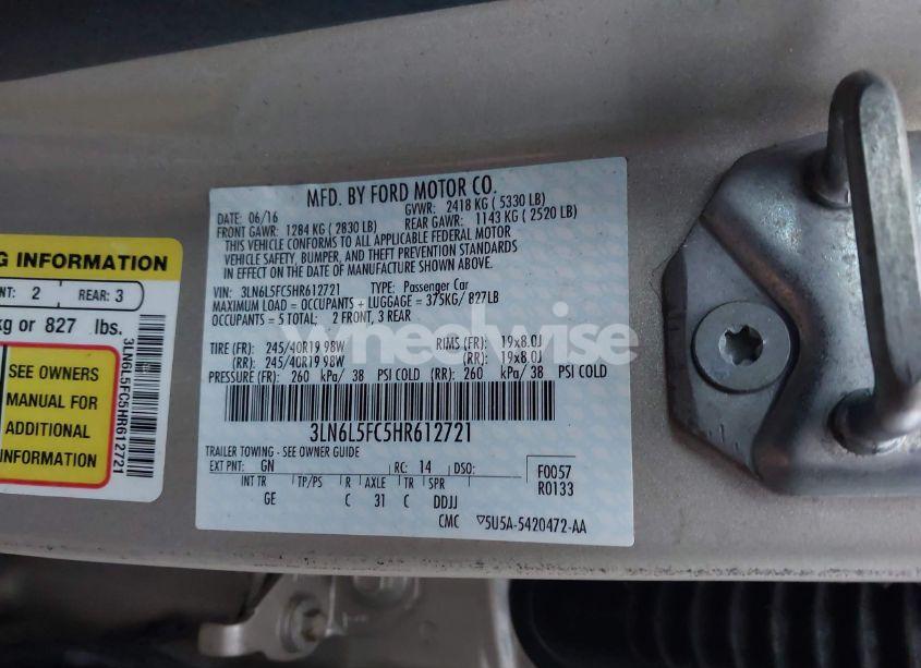 Photo 9 of 2017 Lincoln Mkz RESERVE (VIN 3LN6L5FC5HR612721)