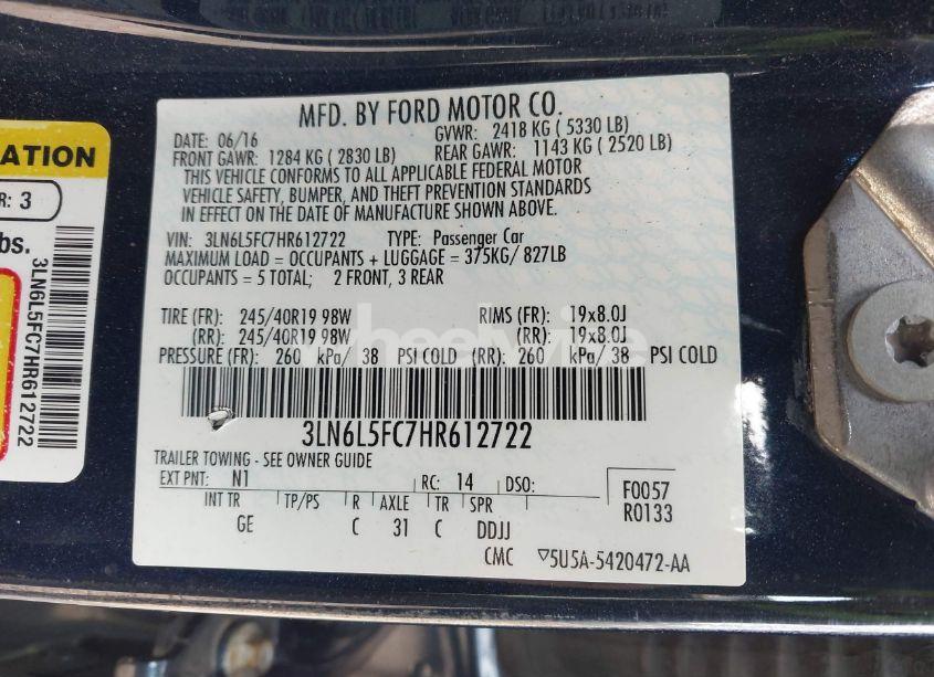 Photo 9 of 2017 Lincoln Mkz RESERVE (VIN 3LN6L5FC7HR612722)