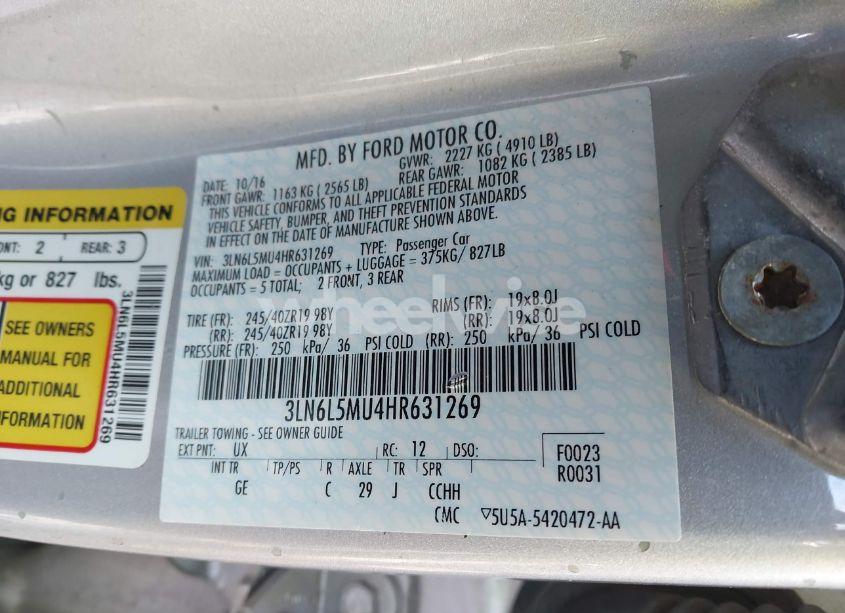 Photo 9 of 2017 Lincoln Mkz HYBRID RESERVE (VIN 3LN6L5MU4HR631269)