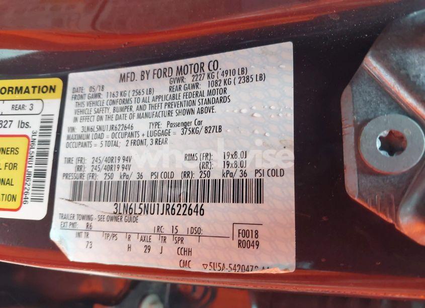 Photo 9 of 2018 Lincoln Mkz HYBRID BLACK LABEL (VIN 3LN6L5NU1JR622646)