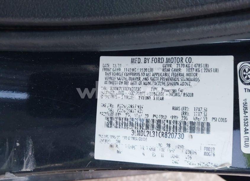 Photo 9 of 2012 Lincoln Mkz HYBRID (VIN 3LNDL2L31CR820730)