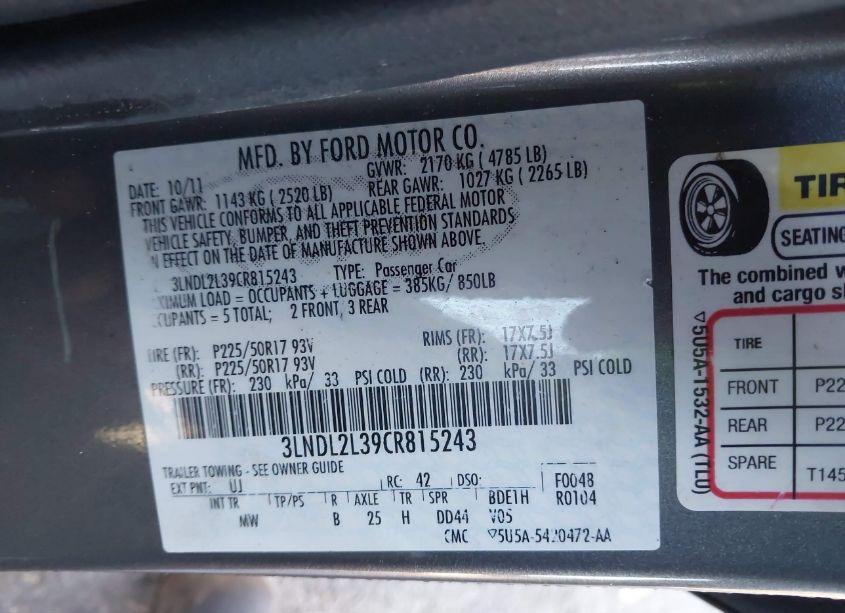 Photo 9 of 2012 Lincoln Mkz HYBRID (VIN 3LNDL2L39CR815243)