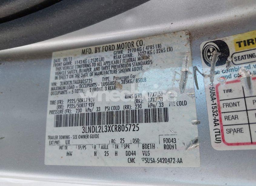 Photo 9 of 2012 Lincoln Mkz HYBRID (VIN 3LNDL2L3XCR805725)