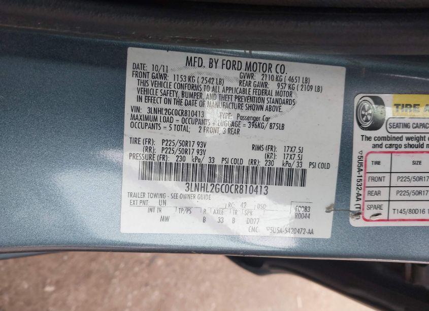 Photo 9 of 2012 Lincoln Mkz (VIN 3LNHL2GC0CR810413)