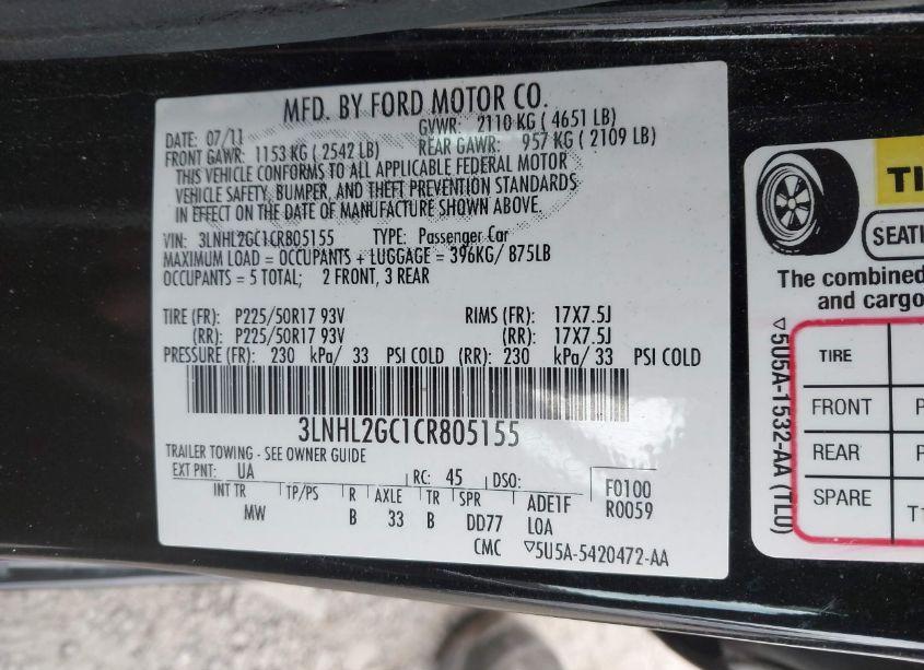 Photo 9 of 2012 Lincoln Mkz (VIN 3LNHL2GC1CR805155)