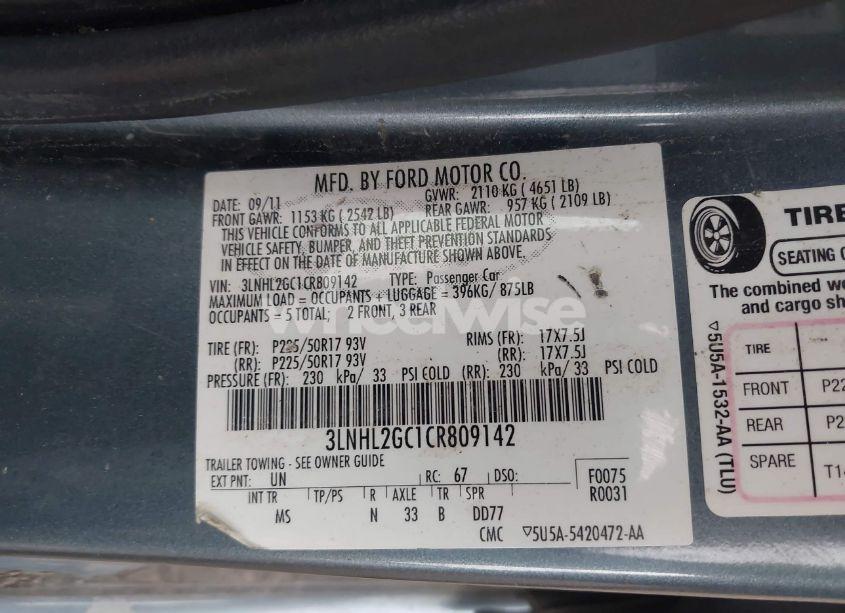 Photo 9 of 2012 Lincoln Mkz (VIN 3LNHL2GC1CR809142)