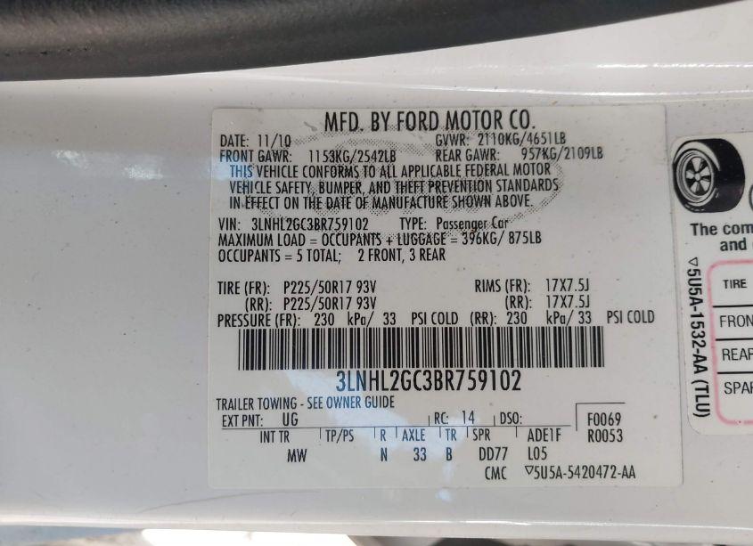 Photo 9 of 2011 Lincoln Mkz (VIN 3LNHL2GC3BR759102)