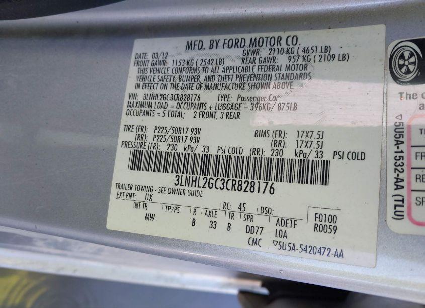 Photo 9 of 2012 Lincoln Mkz (VIN 3LNHL2GC3CR828176)