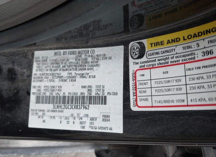 Photo 9 of 2012 Lincoln Mkz (VIN 3LNHL2GC3CR837962)