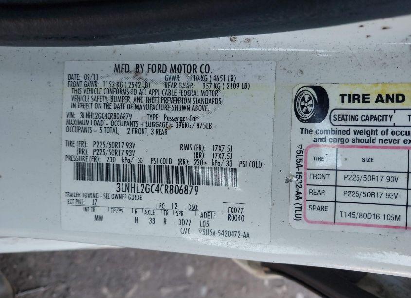 Photo 9 of 2012 Lincoln Mkz (VIN 3LNHL2GC4CR806879)