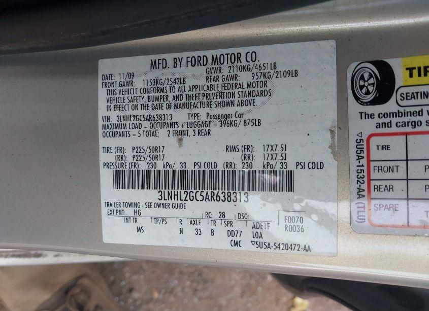 Photo 9 of 2010 Lincoln Mkz (VIN 3LNHL2GC5AR638313)