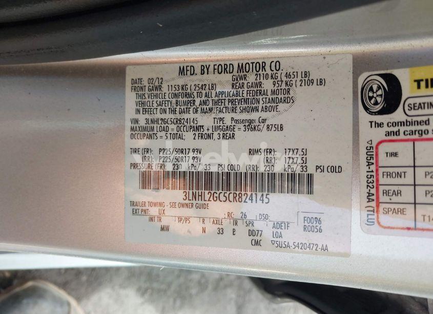 Photo 9 of 2012 Lincoln Mkz (VIN 3LNHL2GC5CR824145)