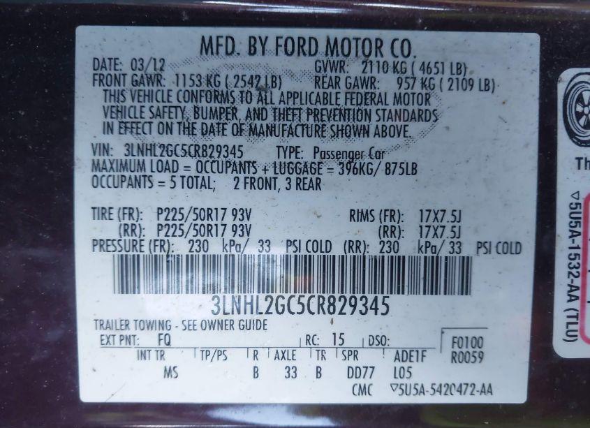 Photo 9 of 2012 Lincoln Mkz (VIN 3LNHL2GC5CR829345)