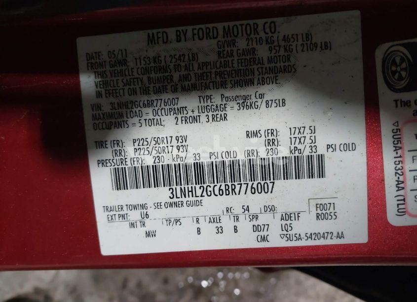 Photo 9 of 2011 Lincoln Mkz (VIN 3LNHL2GC6BR776007)